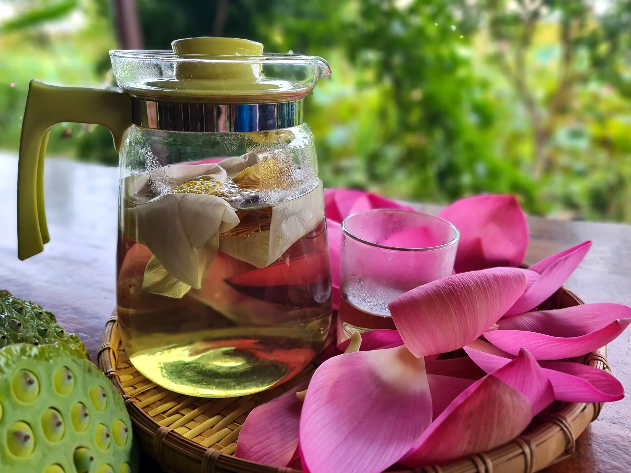 Lotus tea prepared at Việt Mekong Farmstay
